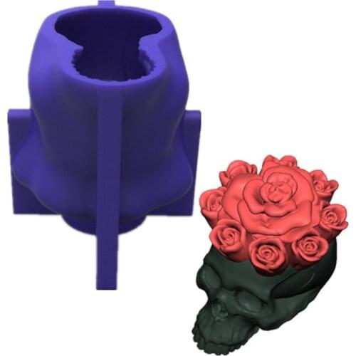 3D Rose Skull Candle Epoxy Resin Mold Plaster Soap Silicone Mould DIY Crafts Home Ornaments Casting Tool