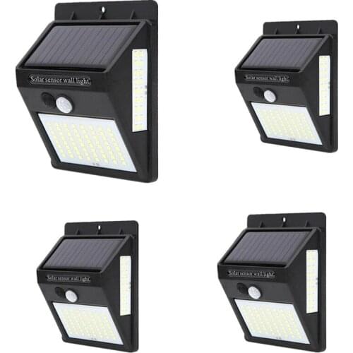 4pcs 100 LED Solar Lights Outdoor PIR Motion Sensor Light Solar Powered Lamps Garden Decoration Waterproof Path Solar Wall Light