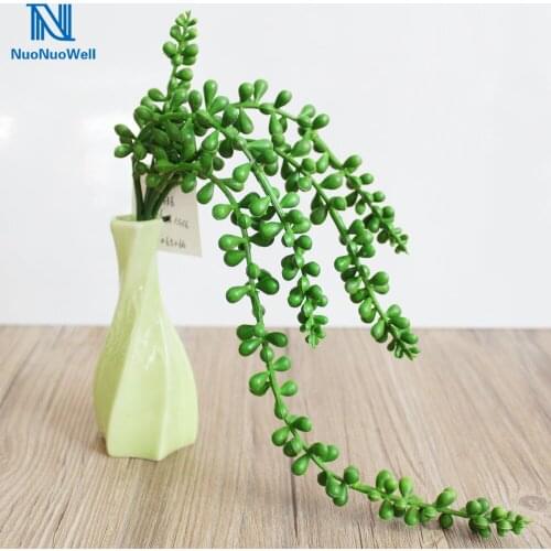 5x Artificial Succulent Plants String of Pearls 15" Hanging Basketplant Rattan Wall Artificial Flower Lover Tears Home Decor