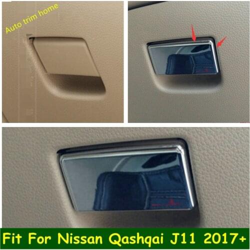 Lapetus ABS Chrome The Copilot Glove Storage Box Handle Sequins Cover Trim 1 Pcs For Nissan Qashqai J11 2017 2018 2019