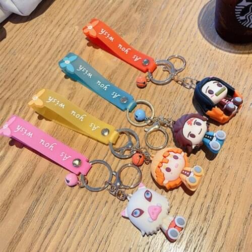 Anime Demon Anime Kimetsu No Yaiba Keychain Kamado Tanjirou Kamado-Nezuko Keychain Cosplay Figure Keyring Jewelry Fans Gift