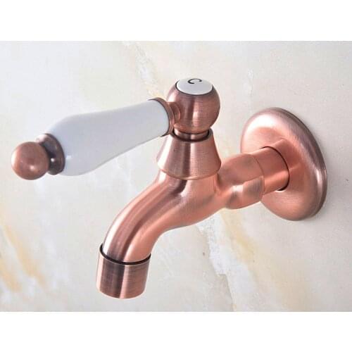 Antique Red Copper Brass Single Ceramic Handle Bathroom Mop Pool Faucet /Garden Water Tap / Laundry Sink Water Taps mav333