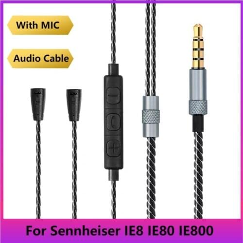 Earphone Audio Cable For Sennheiser IE8 IE80 IE800 headphone With Microphone Replacement Cable For Sennheiser IE80 IE8 With MIC