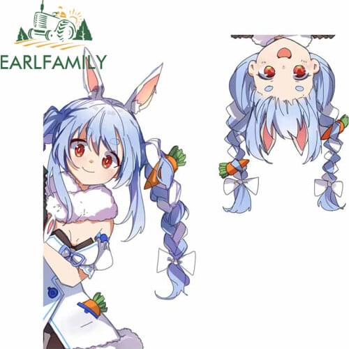 EARLFAMILY 13cm for Pekora Hololive Car Stickers Sunscreen Scratch-Proof Decals Occlusion Scratch Creative Car Styling