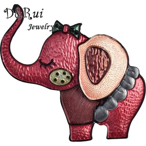 2019 Red Enamel Elephant Brooches for Kid Women Big Fashion Metal Alloy Cute Animal Pins Brooch Best Friends Personality Jewelry