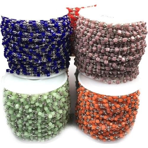 Fashion Handmade Gold Wire Wrapped Rosary Chain Stone Beads Chains Making DIY for Necklace Bracelet Anklet Jewelry Findings