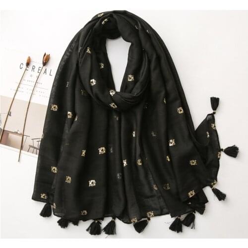 Ladies Fashion Lovely Animal bronzing Tiger Tassel Viscose Shawl Scarf Autumn Print Soft Wrap Headband Bufanda Muslim Hijab Caps