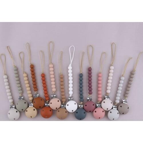 Newborn Pacifier Clip Chain BPA-free Silicone Beads Dummy Nipple Soother Holder Baby Teething Chewing Toys Shower Gifts