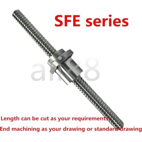 Dia:25mm Lead:25mm C7 Rolled Ballscrew 1pc SFE2525 High lead Ball screw L=300mm+1pcs single ballnut with BK20BF20 end processing