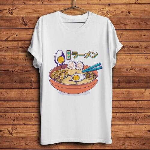 Cute Japan style lucky ramen funny tshirt men summer new white casual short sleeve t shirt unisex Harajuku streetwear tee