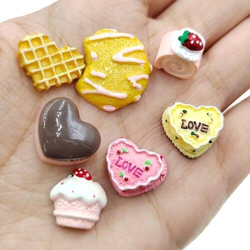 20pcs/lot Kawaii flat back resin simulation foods cake for DIY kids hair clip bow accessories resin cabochons ornaments