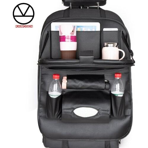 KAWOSEN Car Seat Organizer PU Foldable Table Car Organizer Pad Storage Pocket Box Traveling Automobile Stowing Tidying SBCB07