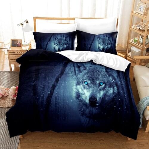 Wolf Bedding Set Single Twin Full Queen King Size Animal Wolf Bed Set Childrens Kid Bedroom Duvetcover Sets 3D Design 009