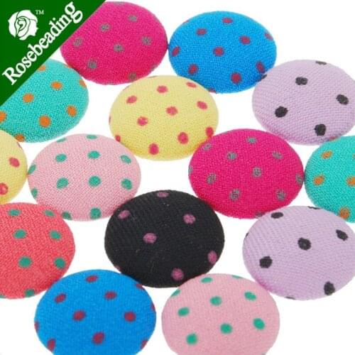 15mm Round,mixed colors,dot floral button fabric covered button,flat back cabochon garment accessories,50pcs/lot-C4466