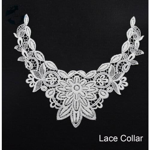 Lace false collar white embroidered fake lace collar trim diy small applique sewing supplies african guipure lace collars#3642