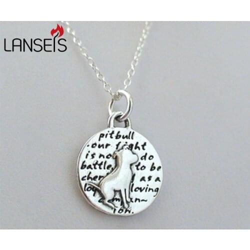 Lanseis 20pcs Inspirational Pit Bull Dog Charm Necklace13mm