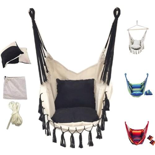 Maximum Load 150KG Tassel Garden Hammock Chair Portable Travel Camping Hanging Hammock Swing Chair Swing for Camping furniture