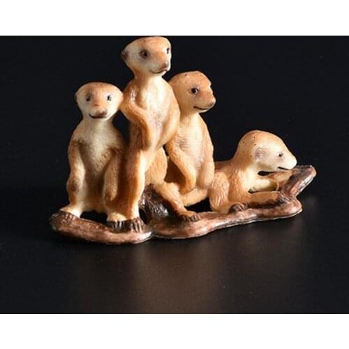 Animal Models Cute Exquisite PVC Meerkat Animal Models Home Decor Tabletop Ornaments Toddler Early Education Cognition Toys