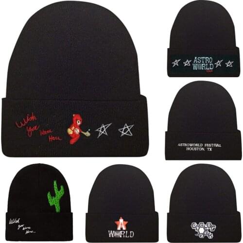 Travis Scotts Cactus Jack Cotton Embroidery Beanies for Men Women Knitted Winter Hat Hip-hop Skullies Unisex Cap