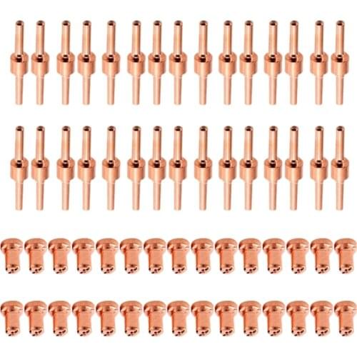 100Pcs Red Copper Extended Long Plasma Cutter Tip Electrodes Nozzles Kit Consumable For Pt31 Lg40 40A Cutting Welder Torch