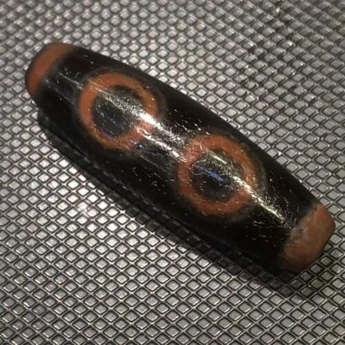 Natural stone designer jewelry Old material three-eyed dzi Cinnabar Three-Eyed agate Large-grain cinnabar Collection level Diy