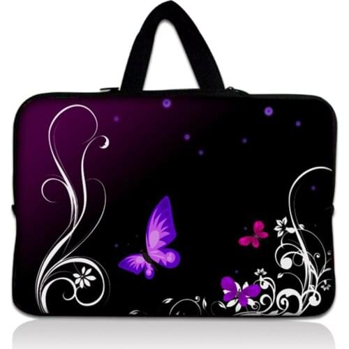 New Butterfly Neoprene Laptop Sleeve Bag Handle Bag 7 10 11.6 12 13.3 14.4 15.6 17.3 Inch Netbook Inner Pouch Computer PC bag