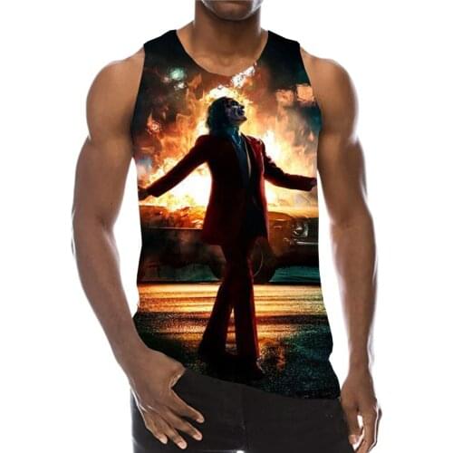 UNEY New Clown Tank Tops For Men Summer Joker Face Male Graphic US Size 3D Print Sleeveless Vest Sport Funny Tops 2020 New
