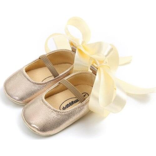 New Sweet Babies Girls PU Crib Shoes Toddler Baby Girl Soft Sole Leather Bandage Crib Shoes Anti-slip Sneaker Prewalker 0-18M