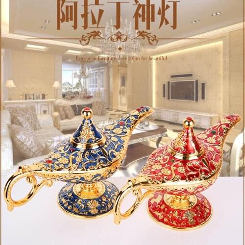 New Aladdin Lamp Cosplay Costume Vintage Home Decoration Metal Art Craft Antique Ornaments Birthday Gift Desktop Home Collection