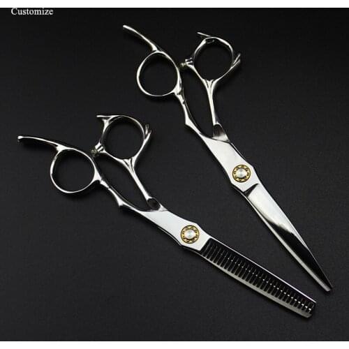 Customize logo japan steel 6 '' Bearing hair scissors make up hair cutting barber haircut Thinning shears hairdressing scissors
