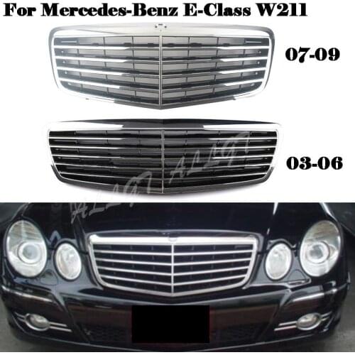 Front Grill Center Hood Grille Bumper For Mercedes-Benz E-Class W211 E200 E240 E320 2003 2004 2005 2006 2007 2008 2009 Chrome