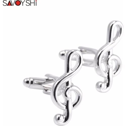 SAVOYSHI Brand Silver Color Note Shape Cufflinks For Mens High Quality French Shirt Cuff Buttons Accessories Fashion Jewelry