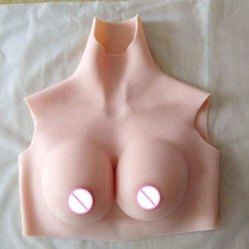 Silicone Breast Forms C CUP Short High Collar Neck Fake Artificial Boob Realistic Crossdresser Shemale Transgender Drag Queen 4G