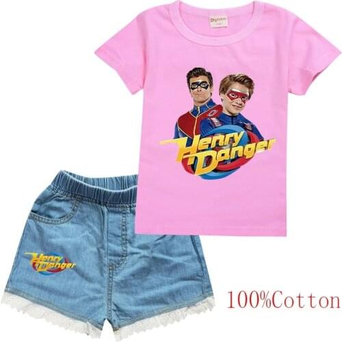 2021 Summer Toddler Girls Clothing Sets Henry Danger 2PCS Outfits Kids Clothes Girl Tracksuit Suit For Girls Children Clothing