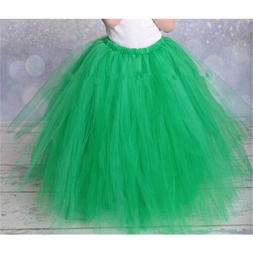 Green new year Christmas Girls Tutu Skirt Fluffy Tulle Kids Girls Skirts Birthday Party Children Princess Ball Gown Long Skirt