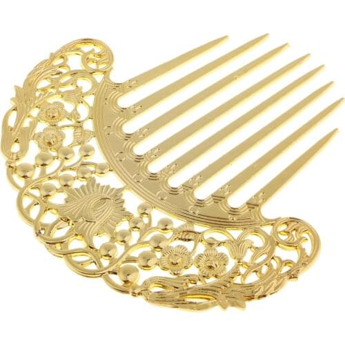 Antique Gold Tone Metal Teeth Hair Side Combs Clips Pins Blank Cabochon Jewelry for DIY Jewelry Finding Crafts Hair Jewelry