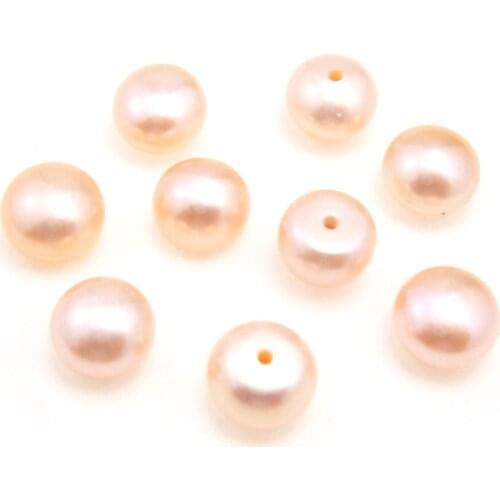 Fresh water pearl Half drilled Pearl beads Natural Pink pearl studs AAA oval flat back pearls jewelry 5mm 6mm 8mm