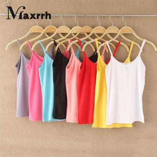 Women Summer Casual Camisoles Womens Tops T-shirt Tank Top Spaghetti Strap Cropped Vest Female Camis Fashion Synthetic Cotton