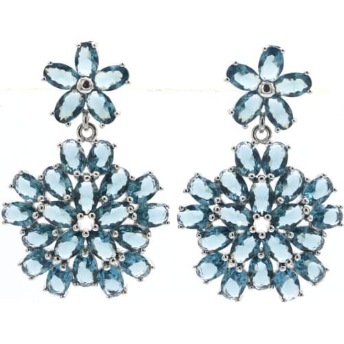 22x16mm Lovely Cute 18x13mm Drop Created Violet Tanzanite Blood Ruby Pink Kunzite CZ Daily Wear Dating Silver Earrings