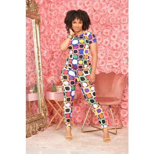 2021 Summer Casual Fashion Street Ladies Slim Street Sexy Personality Trend Printed Short Sleeved Trousers Two-Piece Set