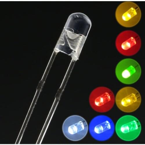 3mm borderless LED lamp beads white hair red, green and yellow straight plug F3 high-brightness light-emitting diode small bulbs