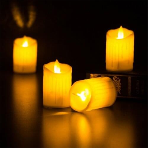 4pcs Realistic Plastic Wax LED Candle Swinging Flame Battery Powered Flameless LED Candle Light Amber
