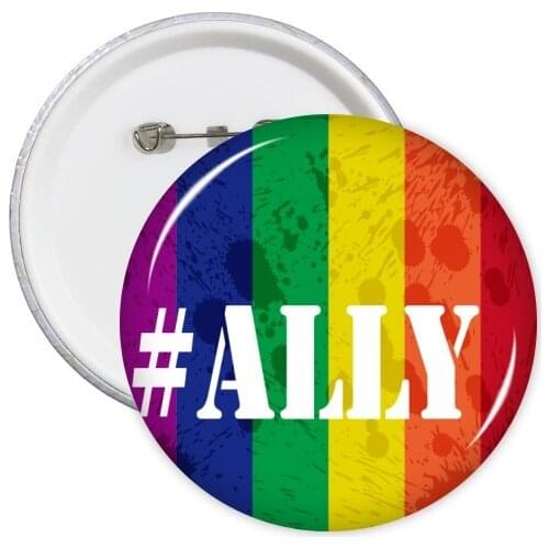 Ally LGBT Rainbow Pattern Round Pins Badge Button Clothing Decoration Gift 5pcs