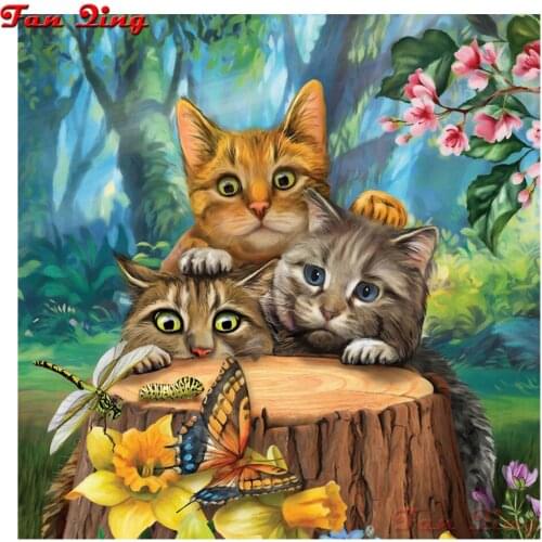 DIY 5D Diamond Painting Cat Butterfly Flower Diamond Embroidery Cross Stitch Full Round Drill Mosaic Rhinestones Home Decor Gift