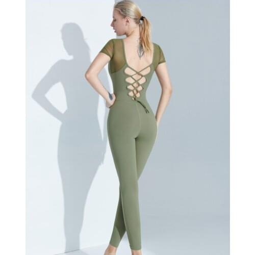 Yoga Bodysuits Women Mesh Patchwork Women Yoga Jumpsuits With Pads Double Nylon High Stretch Gym Trainning Clothings Sportswear