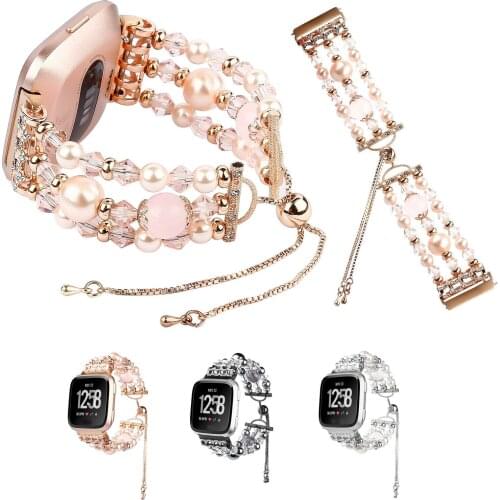 For Fitbit Versa Bands for Women Replacement Bling Agate Bands Bracelets Strap for Fitbit Versa Accessories with Jewelry