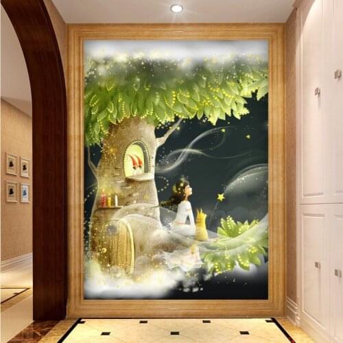 Photo wallpaper Dream tree mural cartoon character background wallpaper bedroom restaurant high quality entrance mural