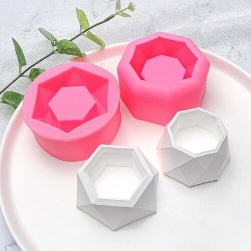 Geometric Polygon Flower Pot Clay Molds Succulent Plant Silicone Mould DIY Resin Molds Creative Cement Concrete Plaster Pot Mold