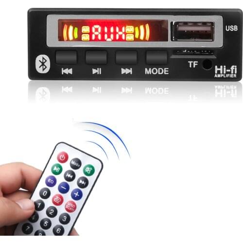 Kebidu New Bluetooth5.0 Car MP3 WMA WAV Decoder Board Color Screen 5V 12V Wireless Audio Module USB TF FM Radio MP3 Player