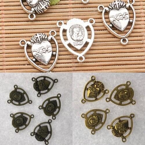 10pcs unit 3 colors to pick religious portrait heart shaped connector design